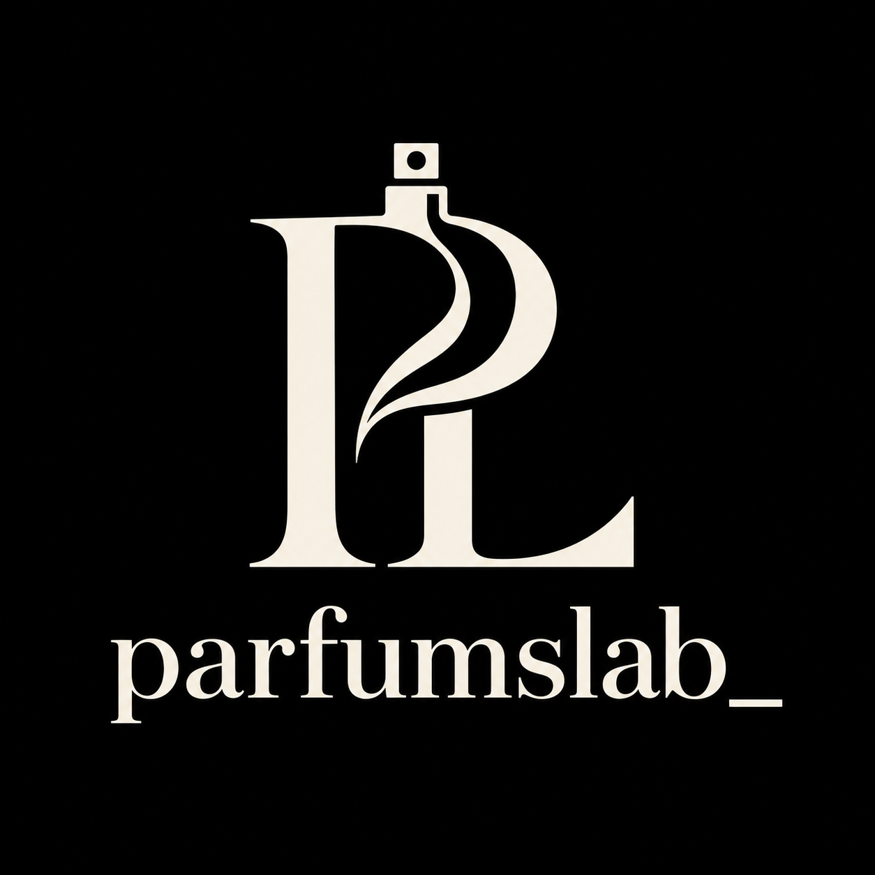 Logo de parfumslab_ con monograma PL
